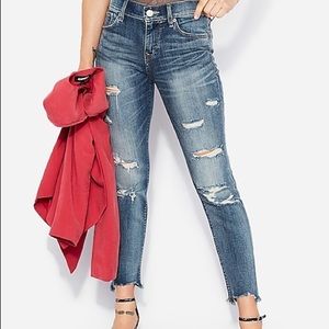 Express Mid Rise Skinny Ankle Ripped Jeans